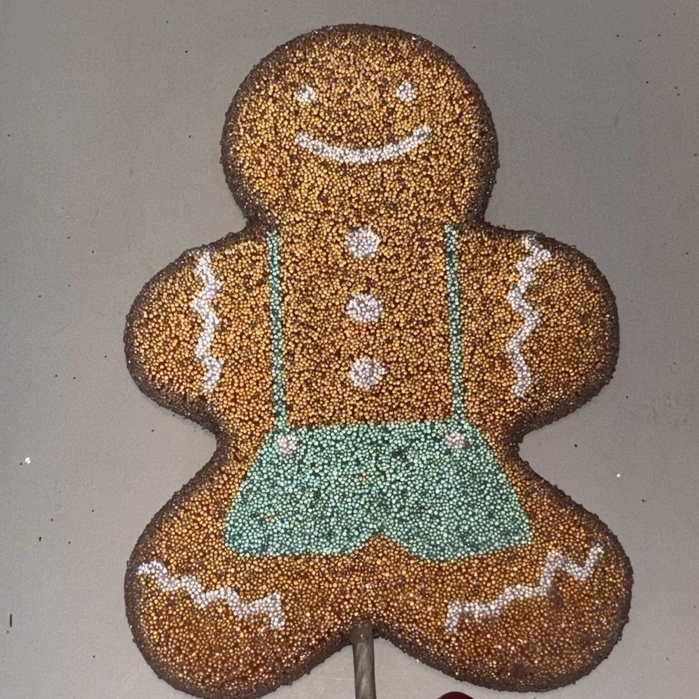 Gingerbread Man Picks Set of 13 Gingerbread Cookie Floral Tree Piks Glittery NWT